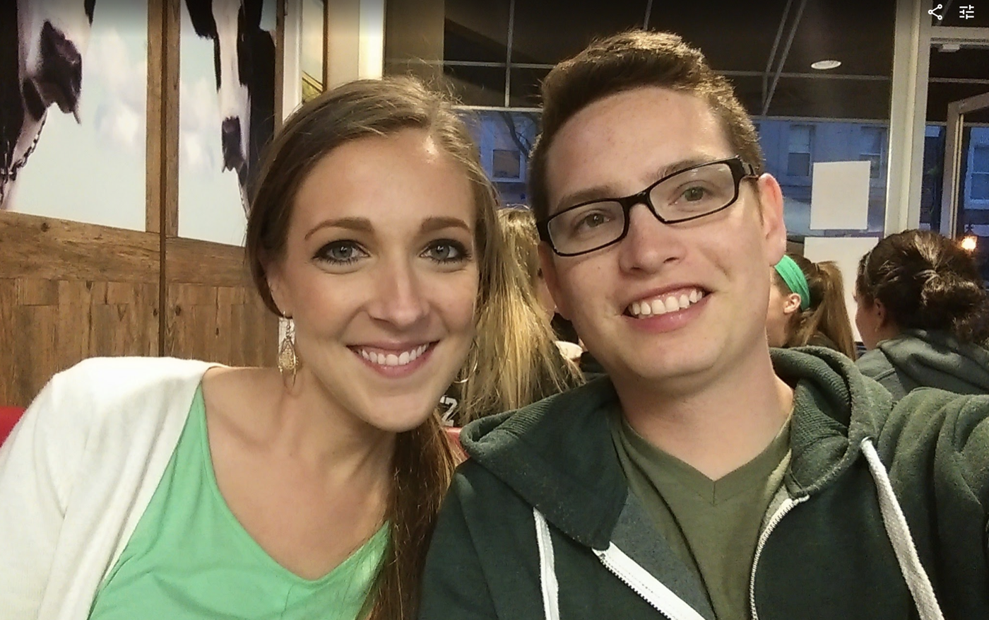 Justin and Steph together, smiling.